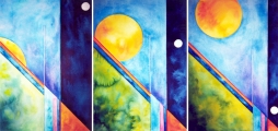 Paul Douglas, London / Sunrise Trilogy, watercolour, 70 x 150 cm, framed